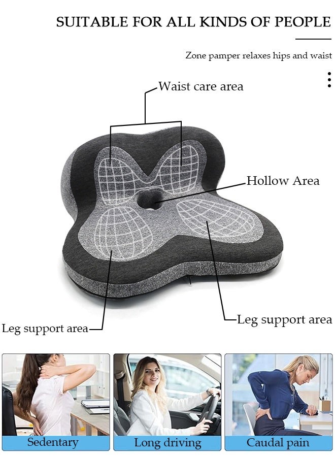 DUNISO Seat Cushion Memory Foam Cushion for Office Chair, Car Seat, Airplane, Bleacher - Sciatica & Hip & Coccyx Pain Relief Desk Chair Cushion for Long Sitting Office Workers, Car Drivers - Image 3